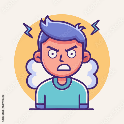 Angry Man Character Expressing Frustration With Bold Lines