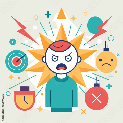 Angry person experiencing an explosive emotional outburst