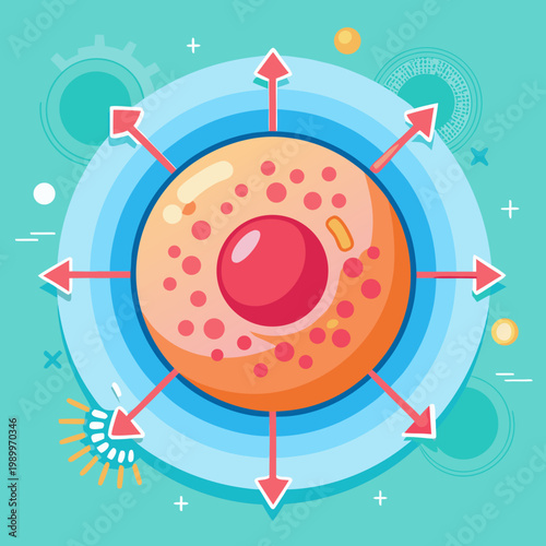 Animated illustration of a cell undergoing growth and expansion