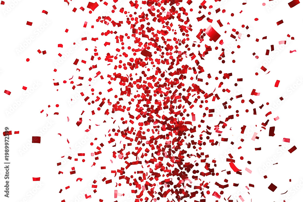 Fototapeta premium Red confetti explosion on transparent background celebrating holidays, parties, events, and birthdays