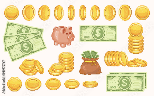 Money Savings Pixel Art Set