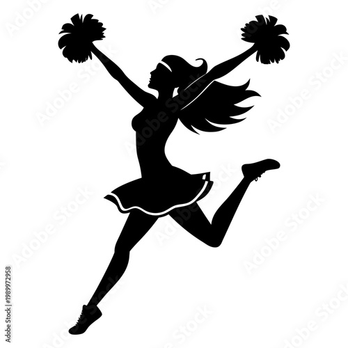 Cheerleader Silhouette Jumping Up in Air