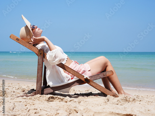 happy young woman on the beach