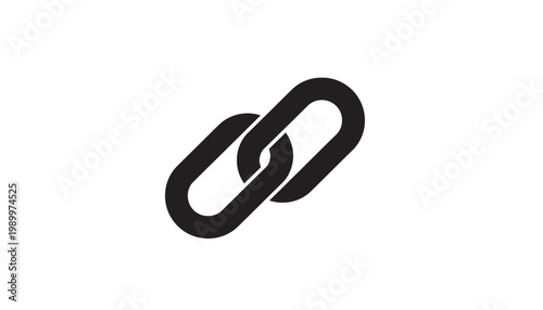 Link chain icon with flame inside, simple black and white logo symbol for fire hazard and connection concepts