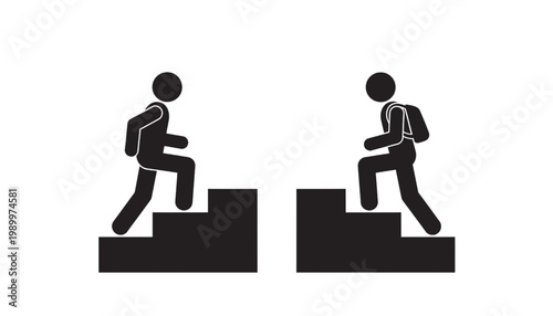 People icons standing behind podiums with microphones, simple black silhouette pictogram for political speech concept