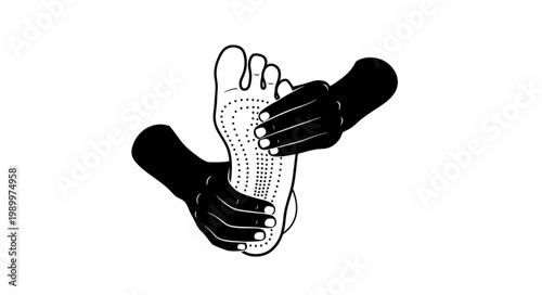 Acupressure points on human foot sole illustration.