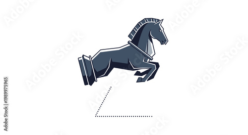 Dark Gray Horse Figurine Jumping High.