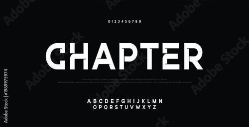 CHAPTER Abstract scifi modern alphabet fonts. Science fiction typography sport, technology, fashion, digital, future creative logo font. vector illustration