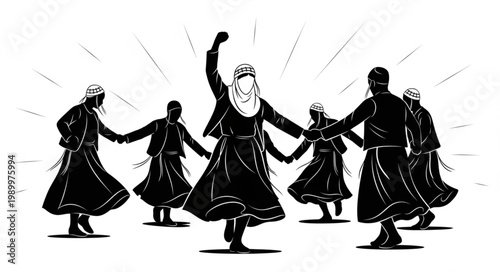 Whirling Dervishes Performing Spiritual Dance in Circle.