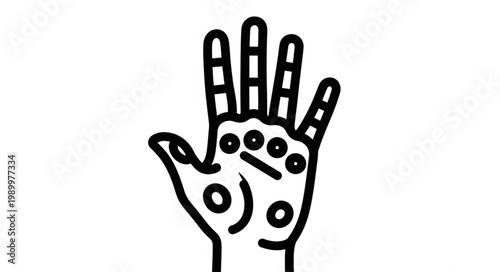 Hand with palmistry lines and circles.