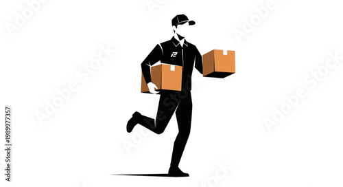 Delivery Person Running with Packages.