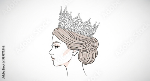 Elegant Woman Wearing a Detailed Crown.