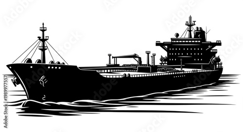 Large cargo ship sailing on the ocean waves.