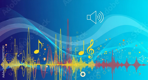 Abstract Music Sound Wave Visualization.