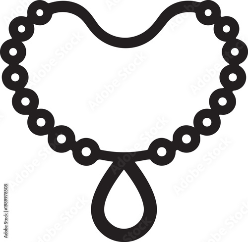 Pearl necklace with teardrop pendant for jewelry store branding icon.