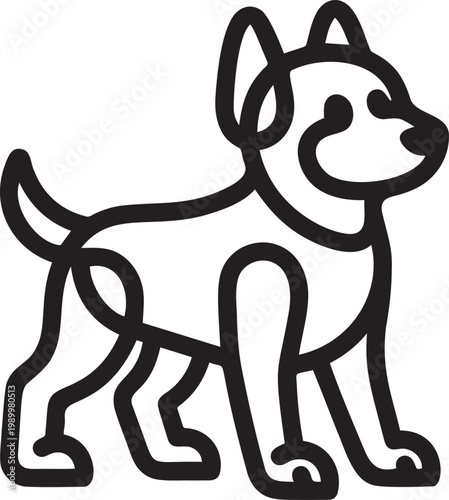 German shepherd dog line art illustration for pet service and animal.