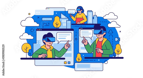 People Navigating Metaverse and Cyberspace with VR Headsets