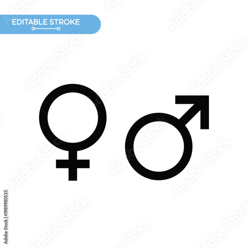 Male And Female Gender Symbol Editable Stroke