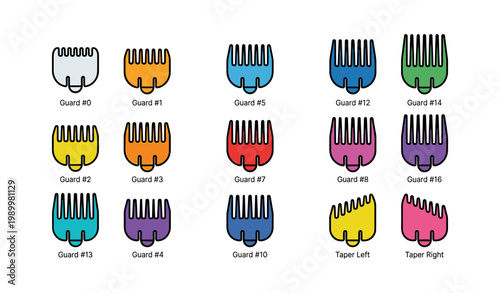 Clipper guard icons showing numbered sizes on white background