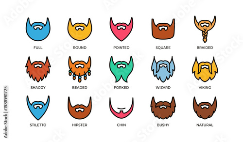 Beard styles icons showing various facial hair types and shapes