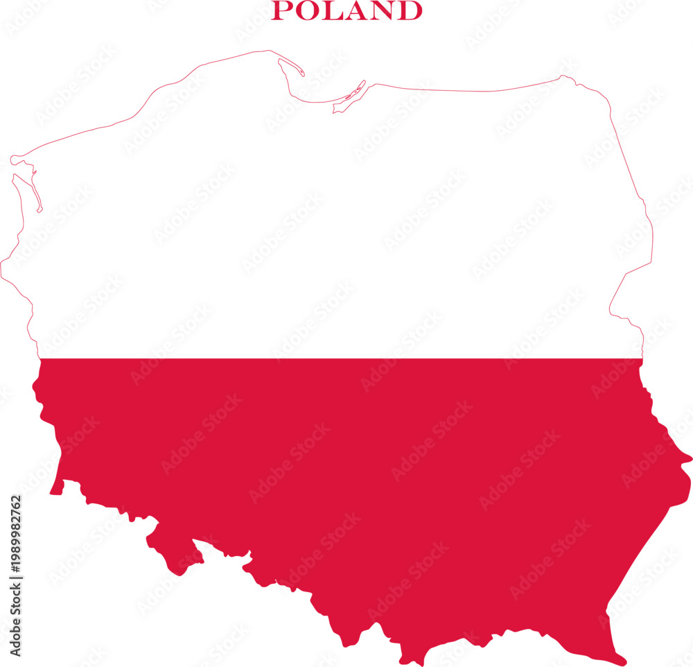 Fototapeta premium Poland Map Flag Central Europe National Vector Outline Country Art