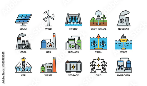 Energy icons displayed in labeled grid on white background
