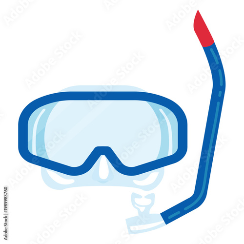 シュノーケルとゴーグルのセット：夏の海遊び・ダイビング用アイコン / Snorkel and Goggle Set Illustration