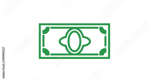 Streamlined green outline icon of a generic banknote, symbolizing currency, financial transactions, payment methods, and economic growth in a clean, modern design for business concepts