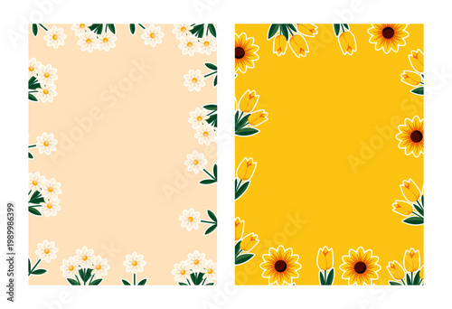 Floral pattern background design template with yellow color