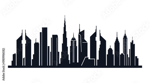 silhouette of high-rise buildings in a row