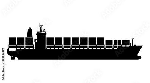 silhouette of a cargo ship