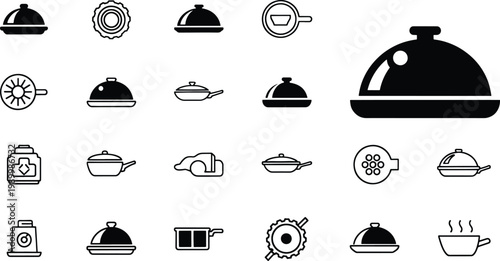 Black silhouette of various hats caps berets and headwear