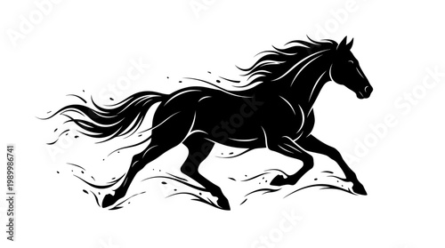 silhouette of a running stallion