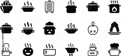 Black silhouette set of various household and tools black silhouette household tools kitchenware utensils