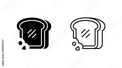 Toast crumble glyph outline icon. Bread with crumb texture. Used for breakfast and snack display. Food and baking.