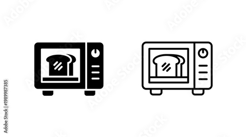 Microwave bread glyph outline icon. Electric oven appliance. Used for heating food and baking. Kitchen and cooking.