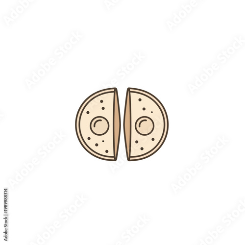 Cute Flat Color Icon of Two Halves of a Sunny-Side Up Egg, Representing Food and Breakfast