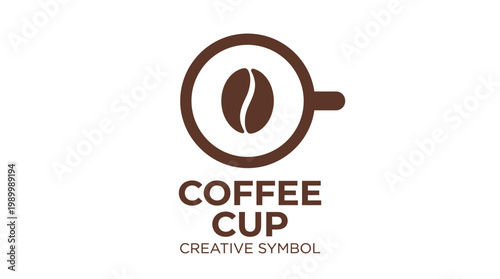 Coffee Cup Creative Symbol with Bean Icon.