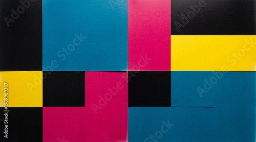 Abstract Chromogenic Photographic Darkroom CMYK Vivid Paper Color Blocks