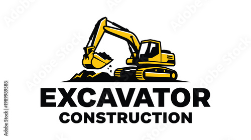 Excavator Construction Logo Design.