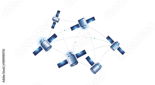 Celebrating China Space Day, a satellite illustration showcases aerospace technology with a network of interconnected satellites against a clean white background, rendered in a minimalist