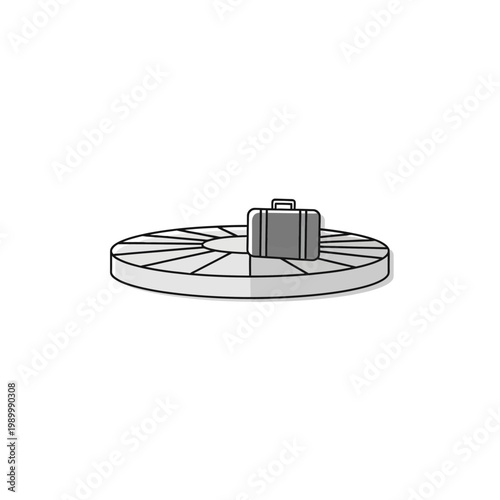 Luggage on a revolving baggage carousel at an airport terminal, symbolizing travel and arrival