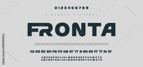 FRONTA Abstract technology futuristic alphabet font. digital space typography vector illustration design	