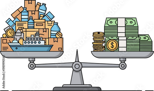 Cargo Ship and Money on Scales.