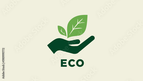 Eco-friendly hand holding a green sprout with the word ECO below it, symbolizing growth and sustainability