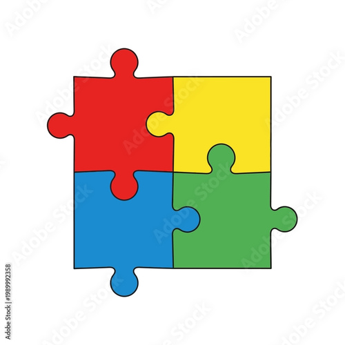 Colorful jigsaw puzzle pieces interlocking perfectly, symbolizing teamwork, unity, and the process of finding solutions or completing a task