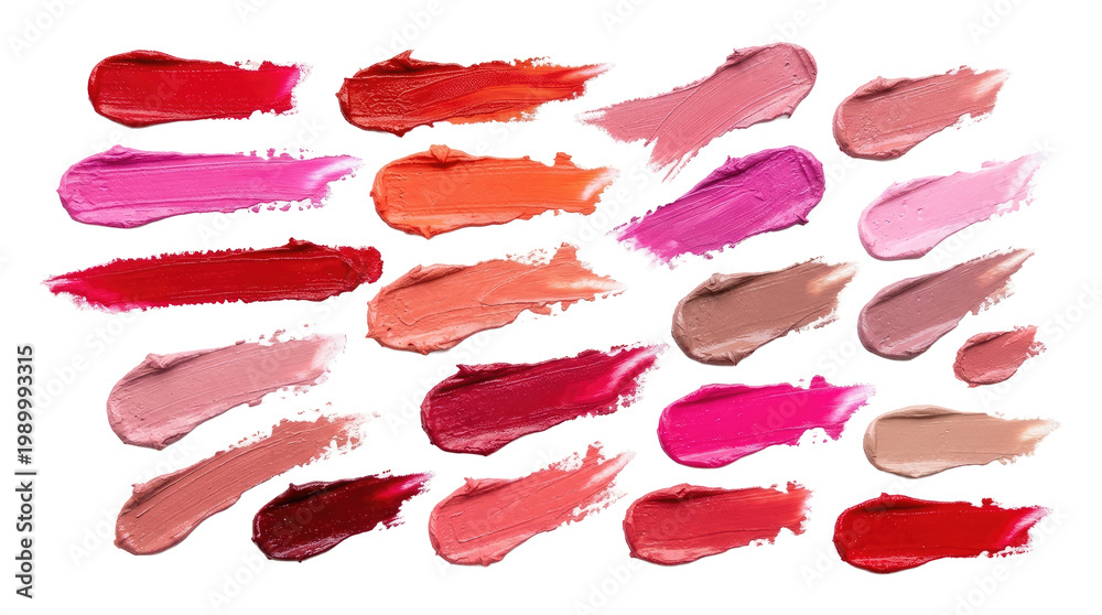 Fototapeta premium Swatches of Lipstick Colors on White Background