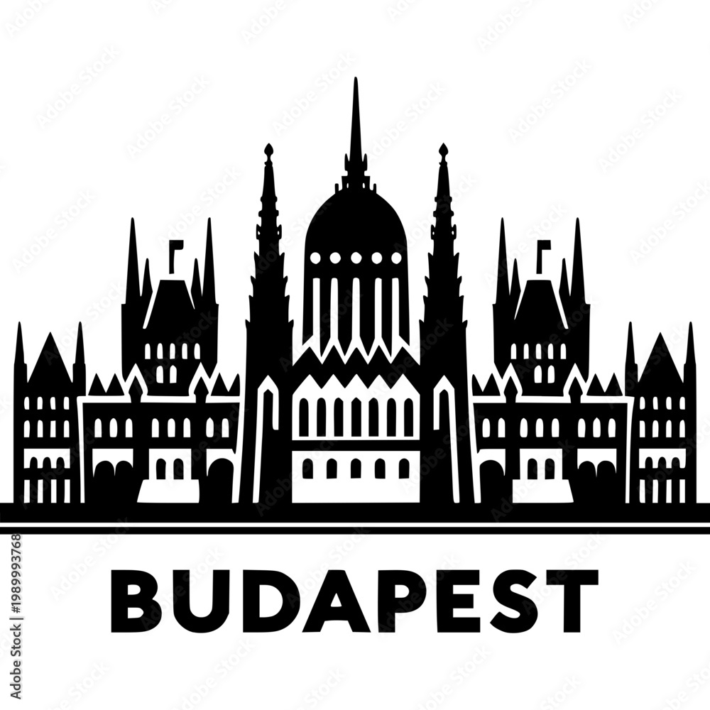 Fototapeta premium Budapest Skyline Icon Vector
