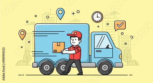 Delivery Man Handing Package to Customer.