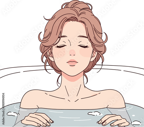 Woman Relaxing in a Warm, Peaceful Bath
